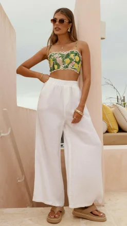 LILYWHYT Tops^Nova Crop Top - Lemon Print