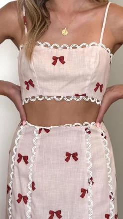 LILYWHYT Sets|Tops^Nova Crop Top - Red Bow