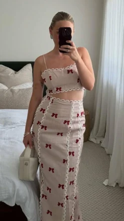 LILYWHYT Sets|Tops^Nova Crop Top - Red Bow