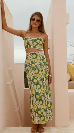 LILYWHYT Sets^Nova Maxi Skirt - Lemon Print