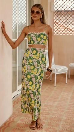 LILYWHYT Sets^Nova Maxi Skirt - Lemon Print