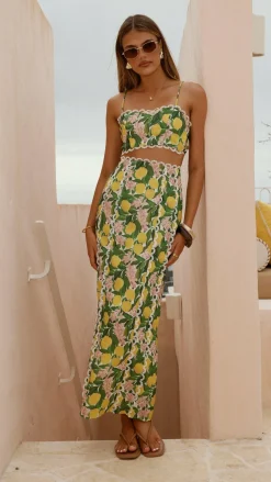 LILYWHYT Sets^Nova Maxi Skirt - Lemon Print