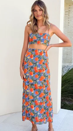 LILYWHYT Sets|Bottoms^Nova Maxi Skirt - Orange Print