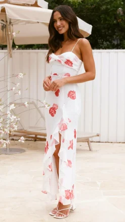 SASHA (BNE) Sale Dresses^Nylah Midi Dress - White/Red Floral