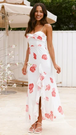 SASHA (BNE) Sale Dresses^Nylah Midi Dress - White/Red Floral