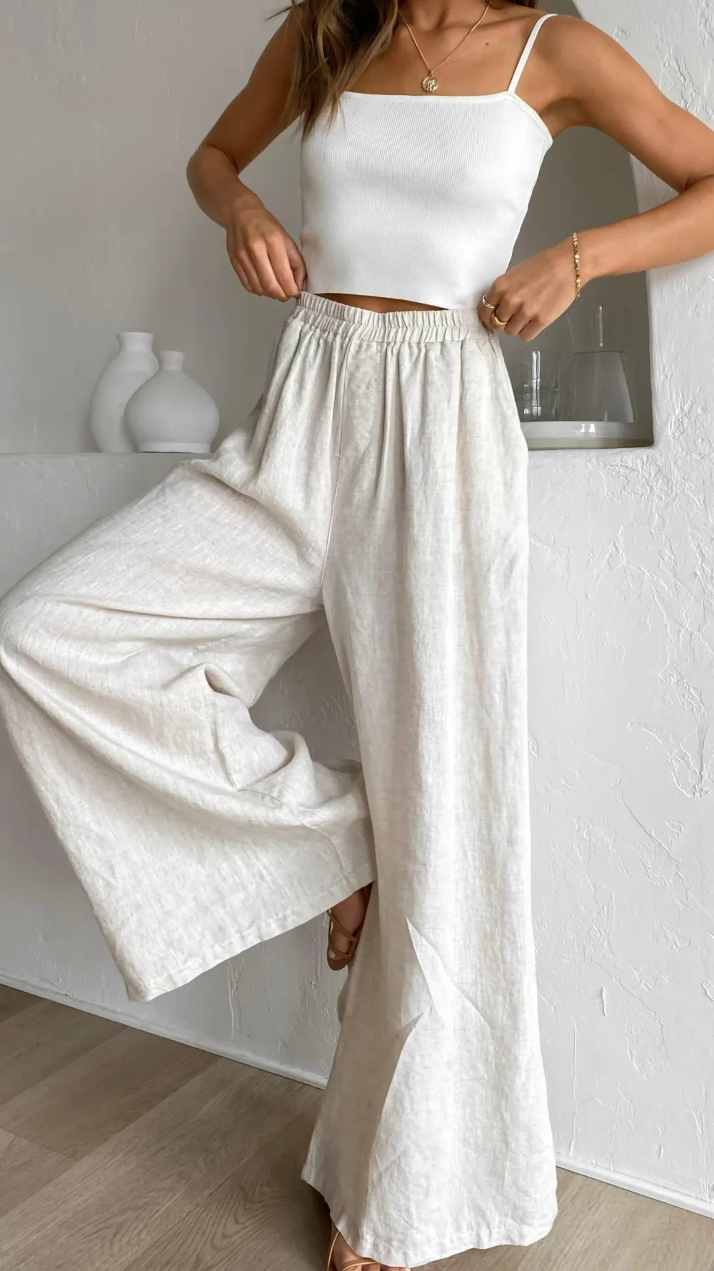 Fashion Allied Bottoms^Oceana Pants - Natural
