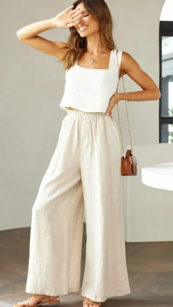Fashion Allied Bottoms^Oceana Pants - Natural