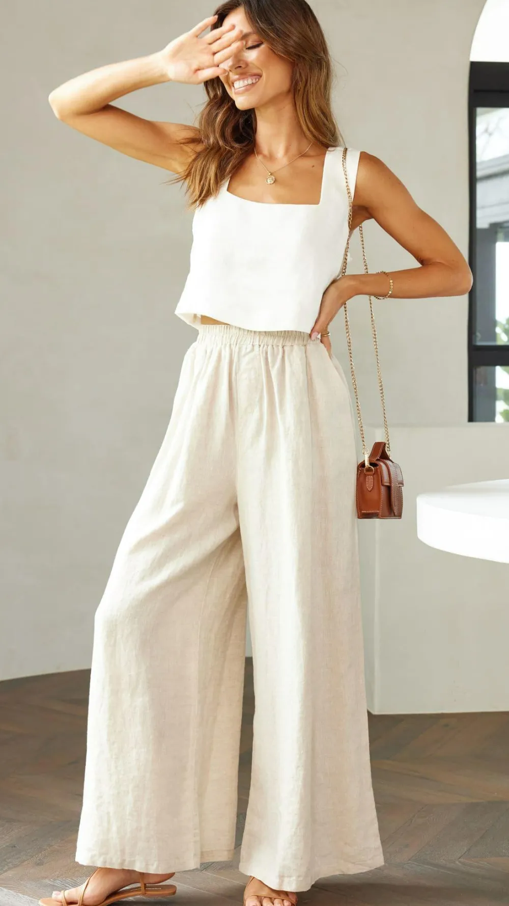 Fashion Allied Bottoms^Oceana Pants - Natural