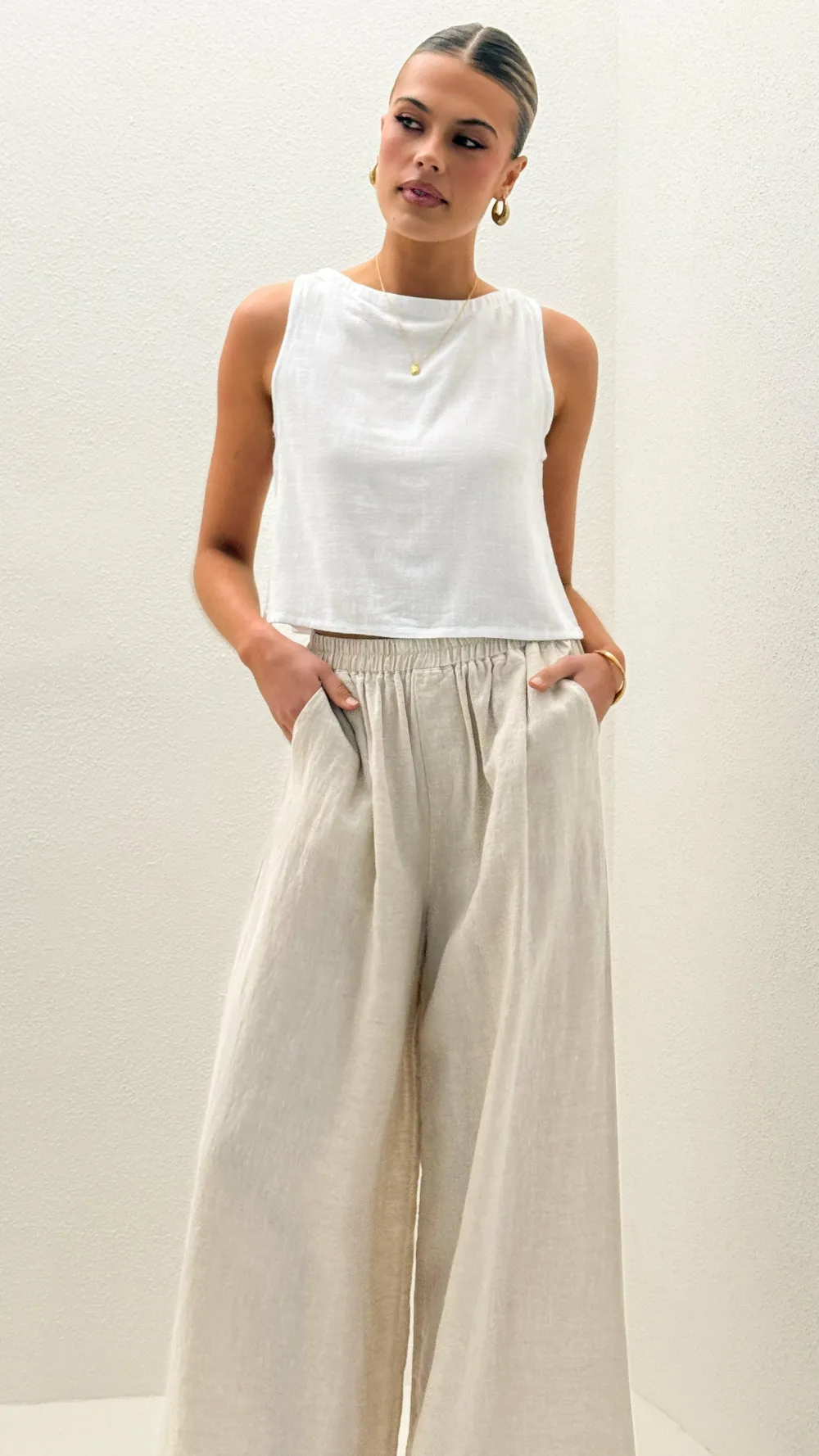 Fashion Allied Bottoms^Oceana Pants - Natural