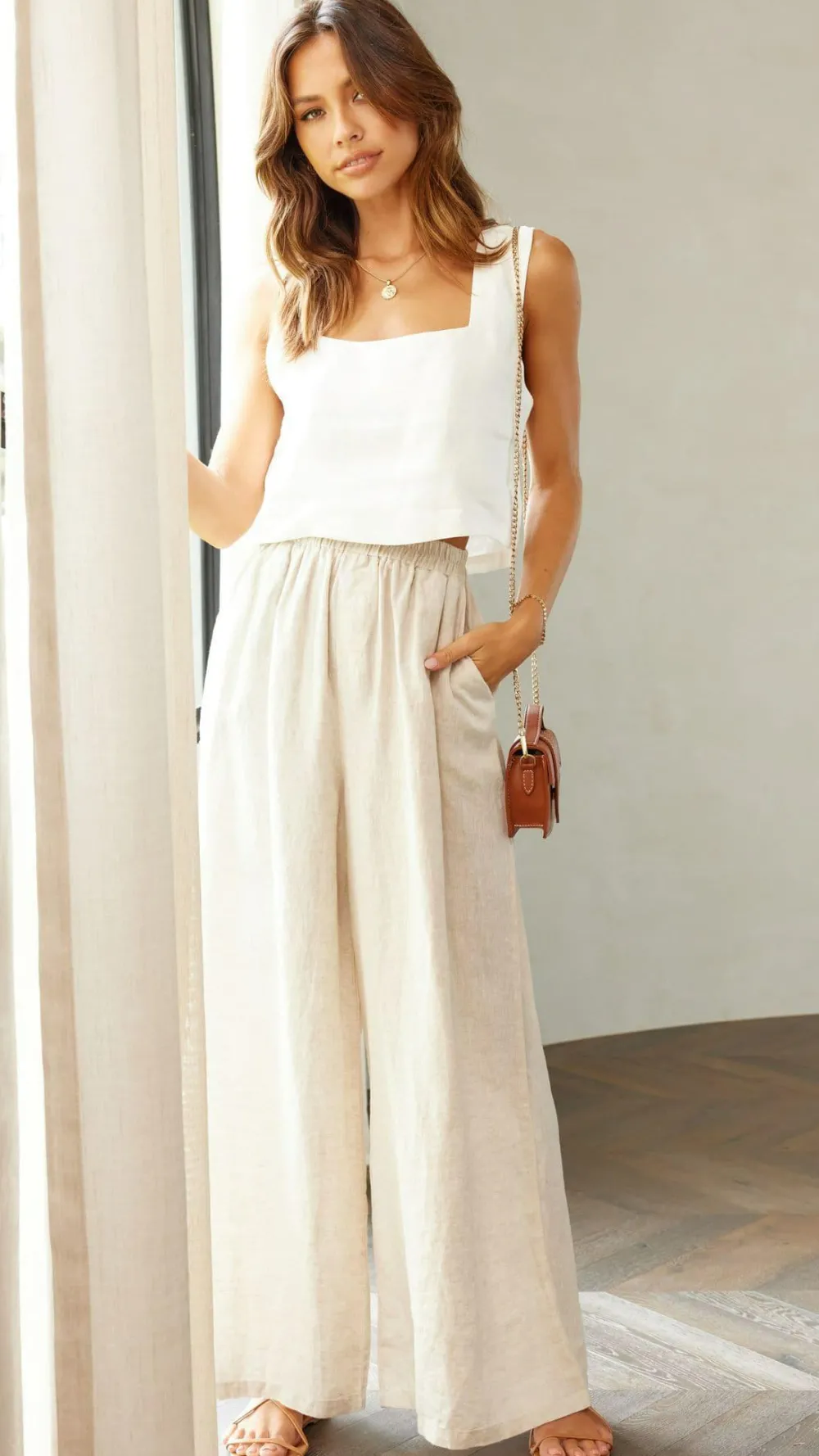 Fashion Allied Bottoms^Oceana Pants - Natural