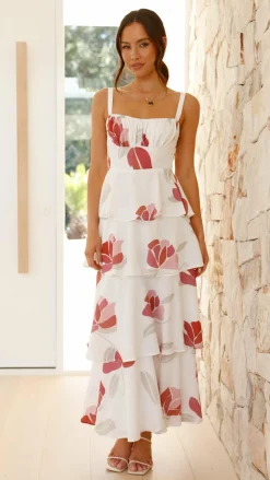LILYWHYT Sale Dresses^Odilia Maxi Dress - White/Pink Floral