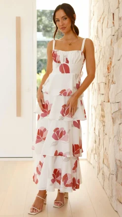 LILYWHYT Sale Dresses^Odilia Maxi Dress - White/Pink Floral