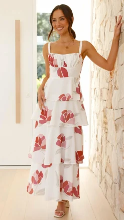 LILYWHYT Sale Dresses^Odilia Maxi Dress - White/Pink Floral