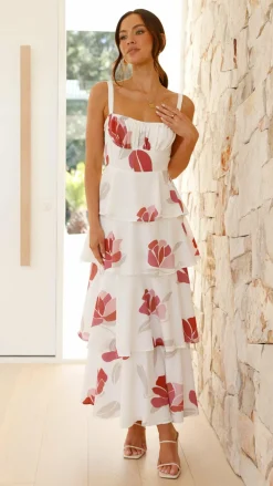 LILYWHYT Sale Dresses^Odilia Maxi Dress - White/Pink Floral