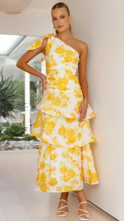 SASHA (BNE) Dresses|Maxi^Odilie One Shoulder Maxi Dress - Yellow Floral