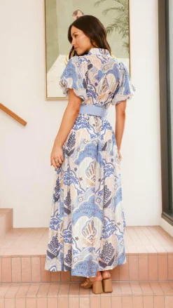 Bubblegum Dresses|Maxi^Olivie Maxi Dress - Harper Blue