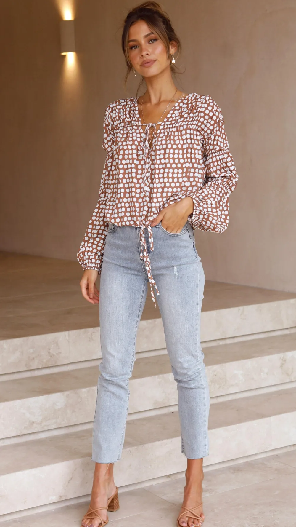 Pink Diamond Tops^Orane Top - Brown Spot