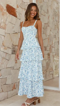 LILYWHYT Dresses|Maxi^Page Maxi Dress - Blue Floral