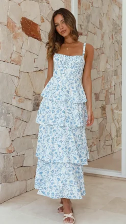LILYWHYT Dresses|Maxi^Page Maxi Dress - Blue Floral