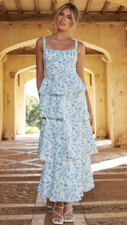 LILYWHYT Dresses|Maxi^Page Maxi Dress - Blue Floral