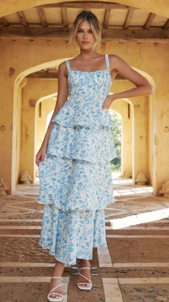 LILYWHYT Dresses|Maxi^Page Maxi Dress - Blue Floral