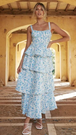 LILYWHYT Dresses|Maxi^Page Maxi Dress - Blue Floral