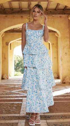 LILYWHYT Dresses|Maxi^Page Maxi Dress - Blue Floral