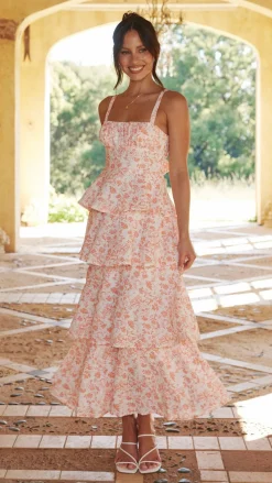 LILYWHYT Dresses|Maxi^Page Maxi Dress - Peach Floral