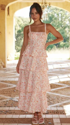 LILYWHYT Dresses|Maxi^Page Maxi Dress - Peach Floral