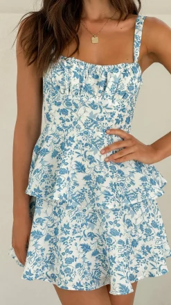 LILYWHYT Dresses|Mini^Page Mini Dress - Blue Floral