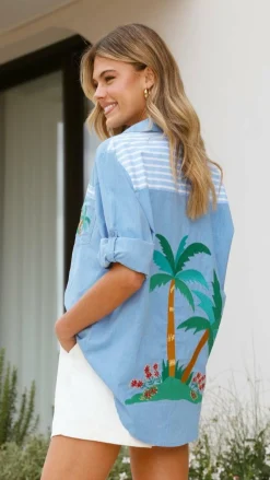 CAXTON ST Tops^Palm Button Up Shirt - Blue