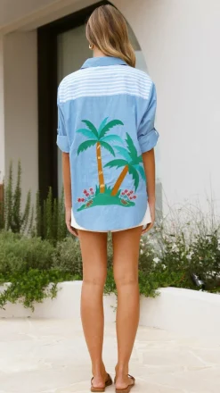 CAXTON ST Tops^Palm Button Up Shirt - Blue