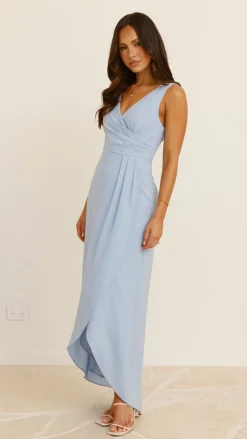 LILYWHYT Mi Amore|Dresses^Pamela V Neck Maxi Dress - Blue