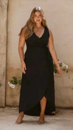 LILYWHYT Mi Amore|Dresses^Pamela V Neck Maxi Dress - Black