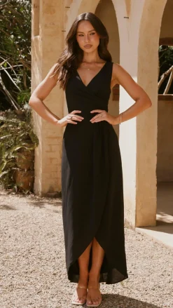 LILYWHYT Mi Amore|Dresses^Pamela V Neck Maxi Dress - Black