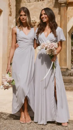 LILYWHYT Sale Evening|Sale Dresses^Pamela V Neck Maxi Dress - Silver
