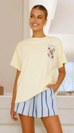 By Frankie Sets|Bottoms^Papaya Top and Shorts Set - Yellow/Blue