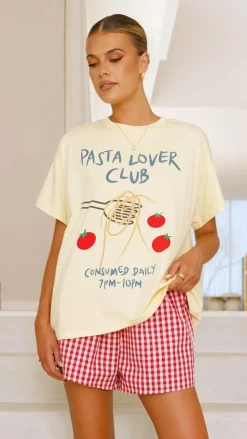 By Frankie Sets|Bottoms^Pasta Lover Top and Shorts Set - Yellow/Red