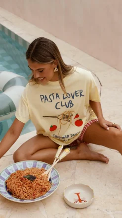 By Frankie Sets|Bottoms^Pasta Lover Top and Shorts Set - Yellow/Red