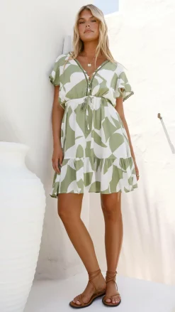 Miracle Fashion Dresses|Mini^Poppi Mini Dress - Sage Print
