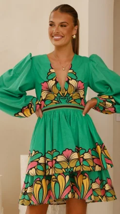 Bubblegum Dresses|Mini^Portugal Long Sleeve Mini Dress - Apple
