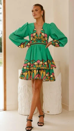 Bubblegum Dresses|Mini^Portugal Long Sleeve Mini Dress - Apple