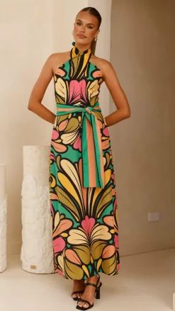 Bubblegum Dresses|Maxi^Portugal Twist Halter Maxi Dress - Apple