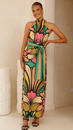 Bubblegum Dresses|Maxi^Portugal Twist Halter Maxi Dress - Apple