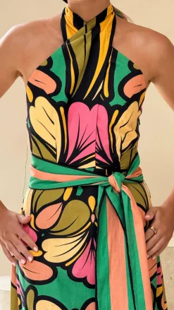 Bubblegum Dresses|Maxi^Portugal Twist Halter Maxi Dress - Apple