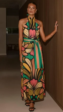 Bubblegum Dresses|Maxi^Portugal Twist Halter Maxi Dress - Apple