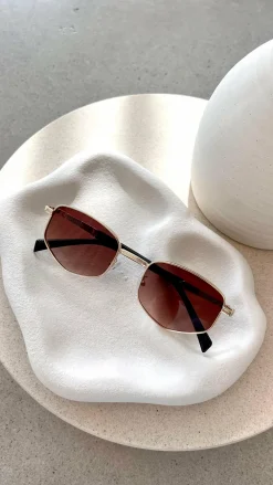 Angel Whisper Sunglasses^Quinta Sunglasses - Gold / Brown