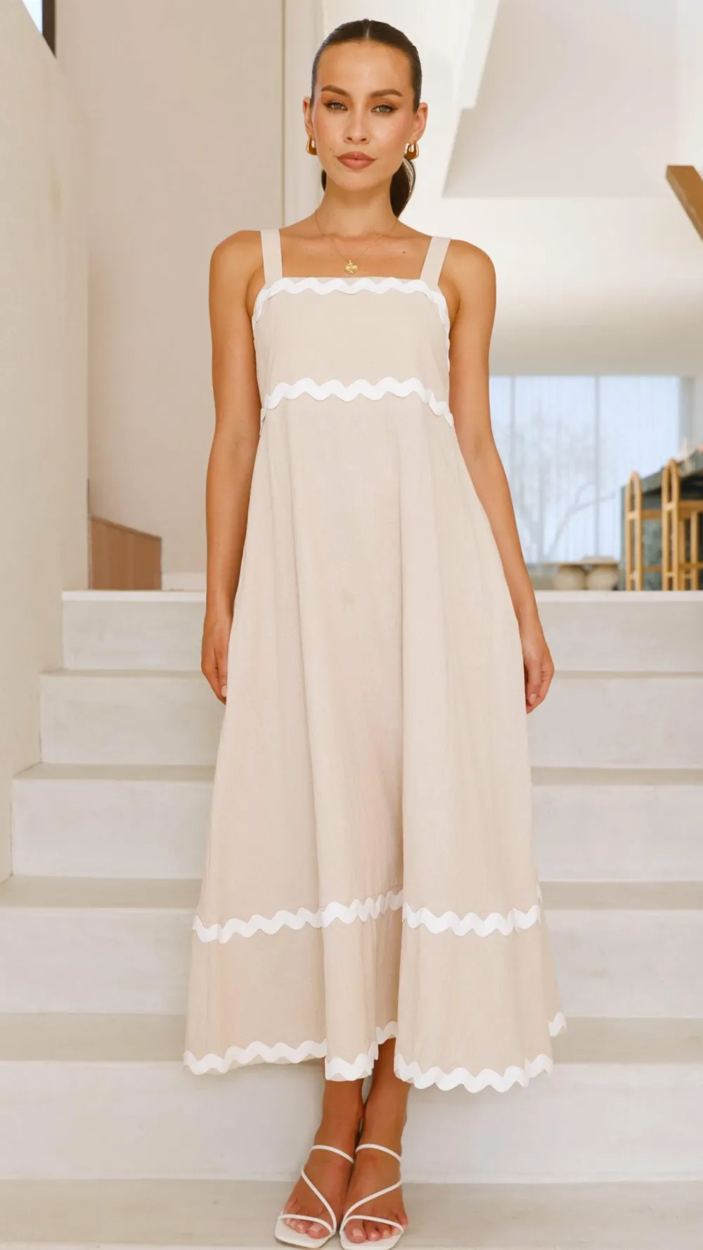 Miracle Fashion Dresses|Maxi^Raelynn Midi Dress - Beige/White