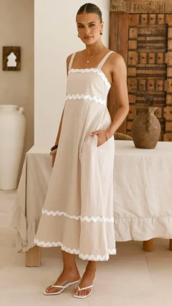 Miracle Fashion Dresses|Maxi^Raelynn Midi Dress - Beige/White