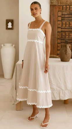Miracle Fashion Dresses|Maxi^Raelynn Midi Dress - Beige/White